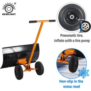 Snow Pusher Shovel for Driveway With Wheels for Fast Clearing