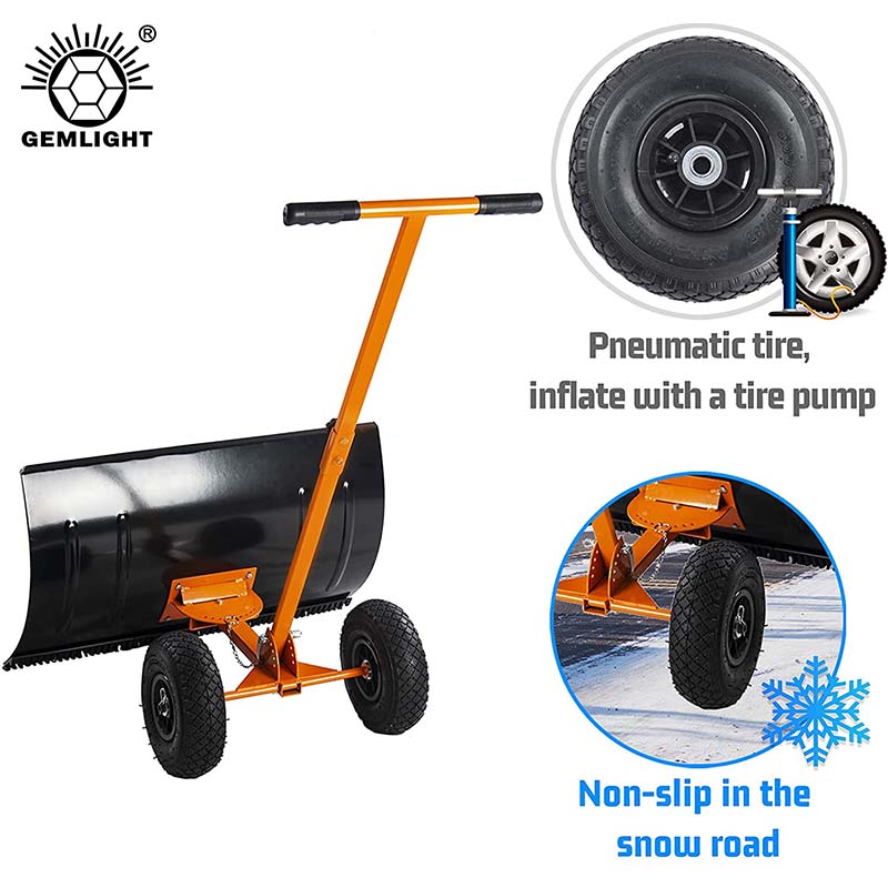 Snow Pusher Shovel for Driveway With Wheels for Fast Clearing