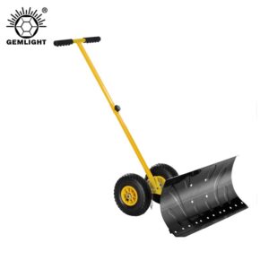 Portable snow shovel on a wheel for daily winter tasks